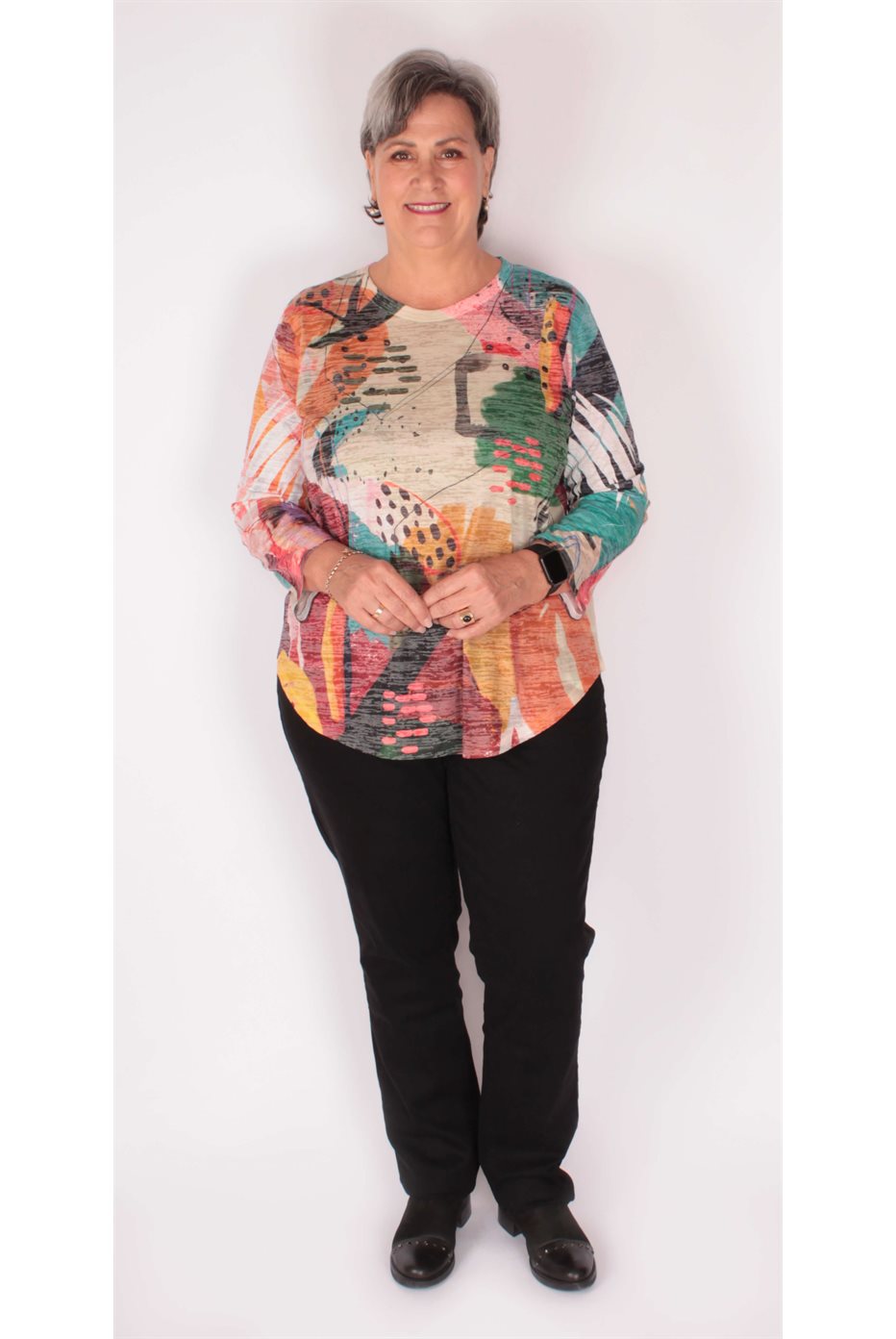 Burnout Tunic Top with Round Hem Montecito